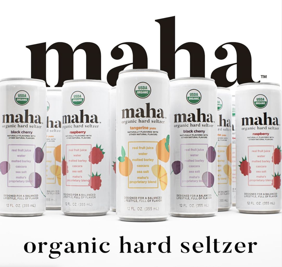 Maha Organic Seltzer product lineup of flavours